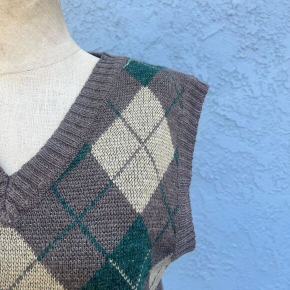 Vintage Argyle Sweater Vest in Small Preppy Academia Unisex - Picture 3 of 7